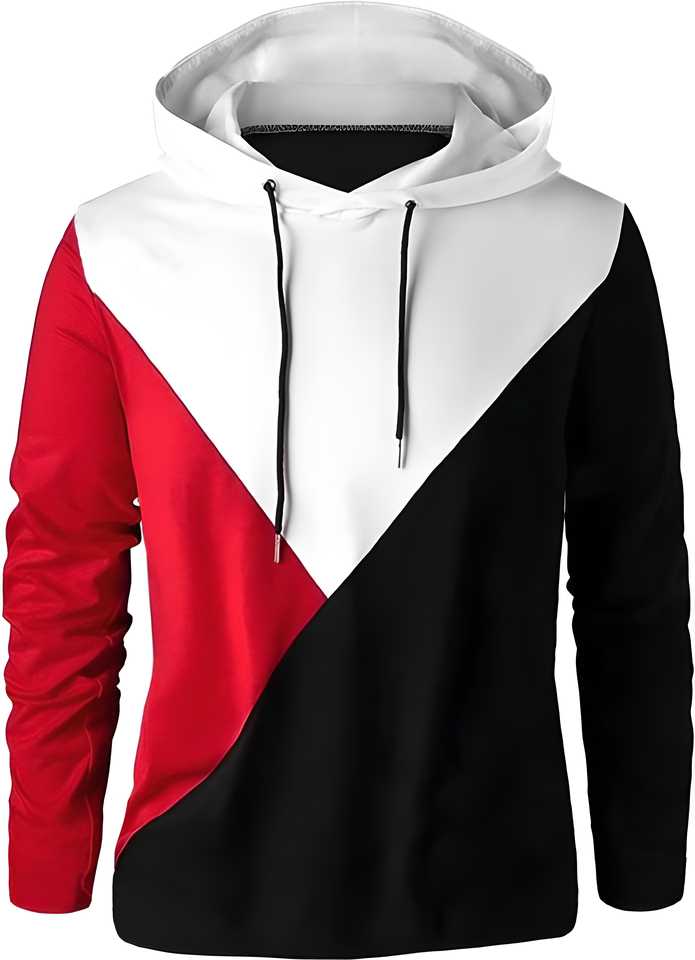 Cotton Blend Color Block Full Sleeves Hooded T-Shirt - Pass Ka Bazaar