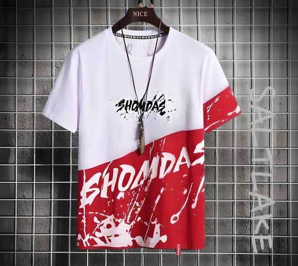 Cotton Printed Half Sleeves Pocket Style Round Neck Mens T-Shirt - Pass Ka Bazaar