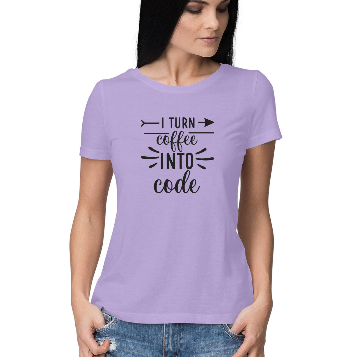 Women T-shirt Coffee to Code - Pass Ka Bazaar