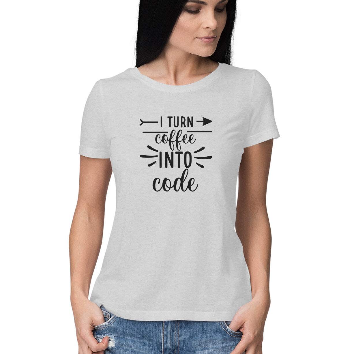 Women T-shirt Coffee to Code - Pass Ka Bazaar