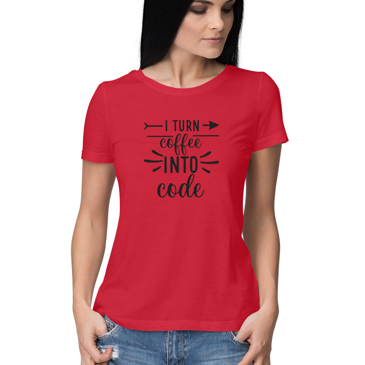 Women T-shirt Coffee to Code - Pass Ka Bazaar