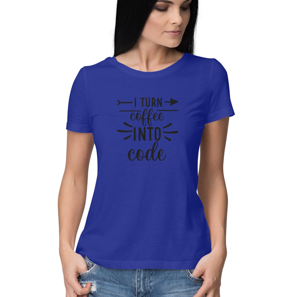 Women T-shirt Coffee to Code - Pass Ka Bazaar
