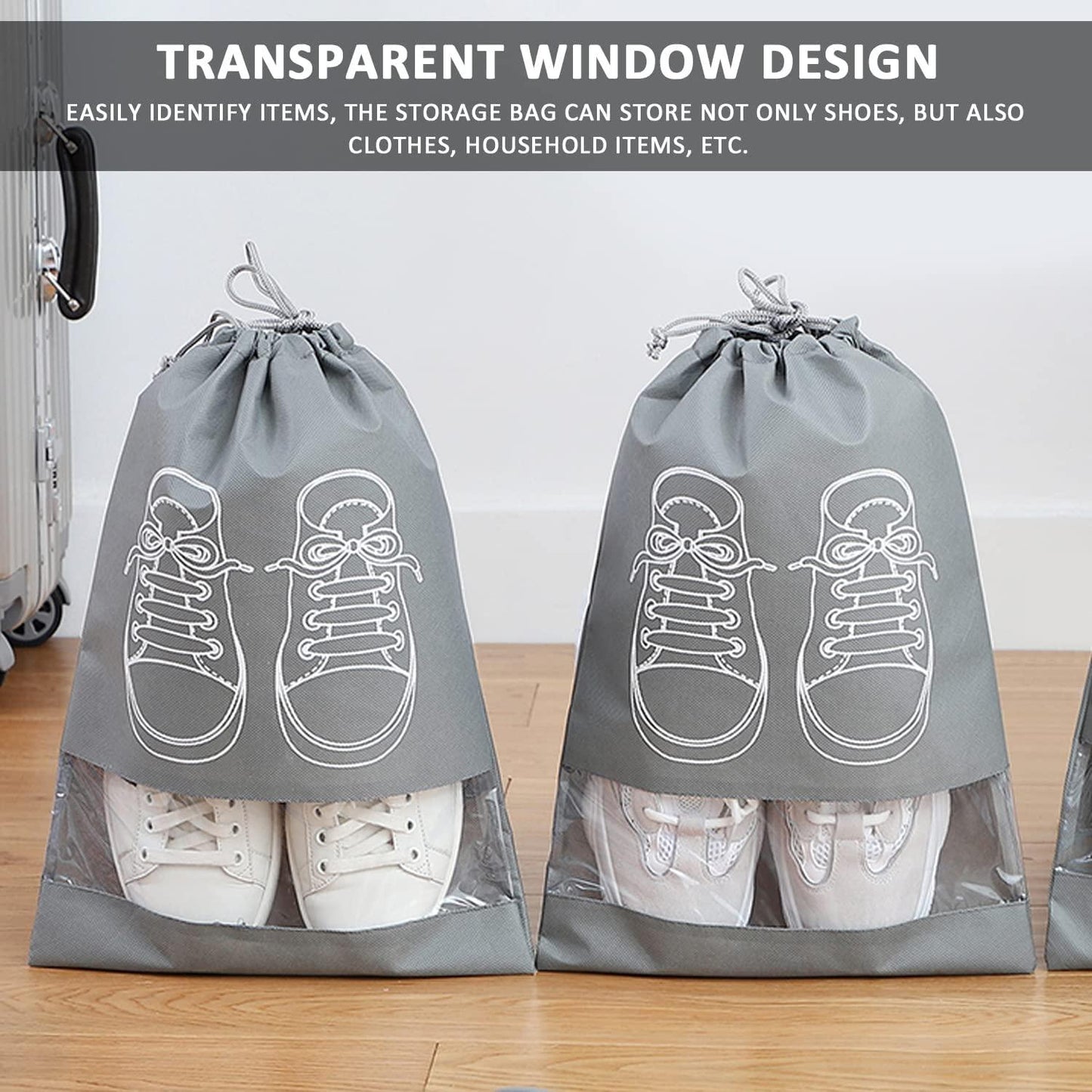 Shoe Bag - Transparent Window Portable Travel Dust-Proof Shoe Bags - Pass Ka Bazaar