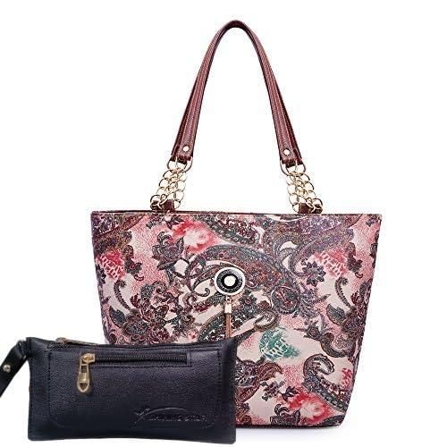 Shining Star Women's Multi Colour Hand Bag With Clutch (Brown) - Pass Ka Bazaar