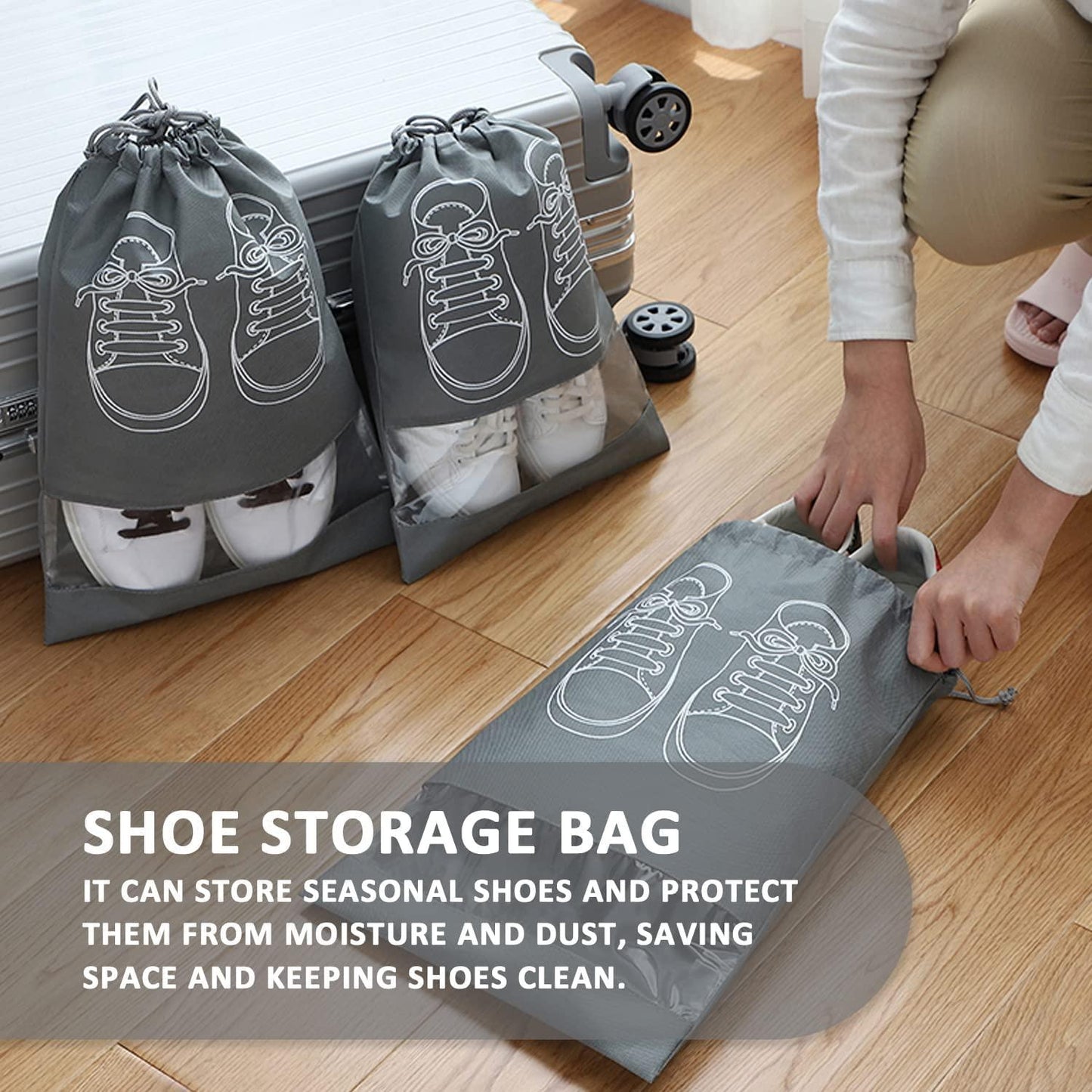 Shoe Bag - Transparent Window Portable Travel Dust-Proof Shoe Bags - Pass Ka Bazaar