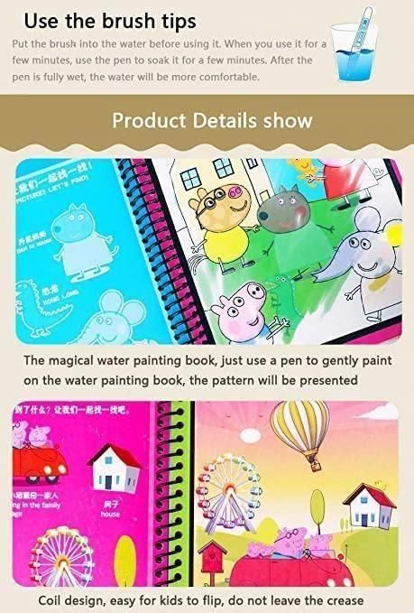 Water Coloring Book Doodle with Magic Pen Painting Board - Pass Ka Bazaar