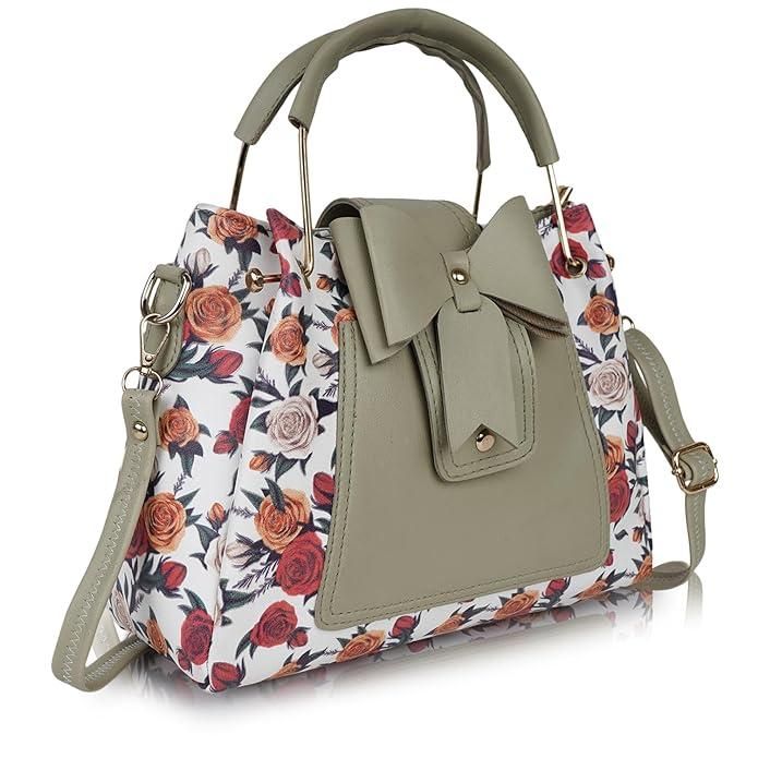 Shining Star Women's Floral Printed Handheld Bag (Pista) - Pass Ka Bazaar