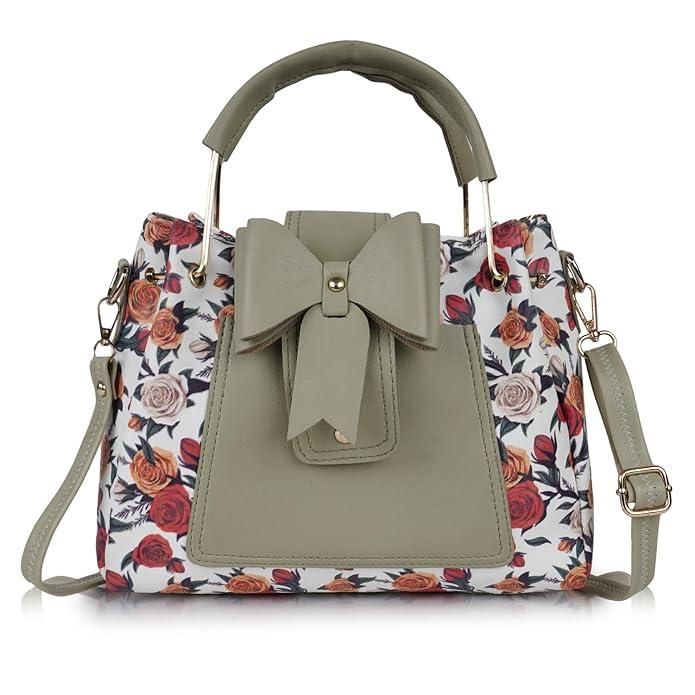 Shining Star Women's Floral Printed Handheld Bag (Pista) - Pass Ka Bazaar