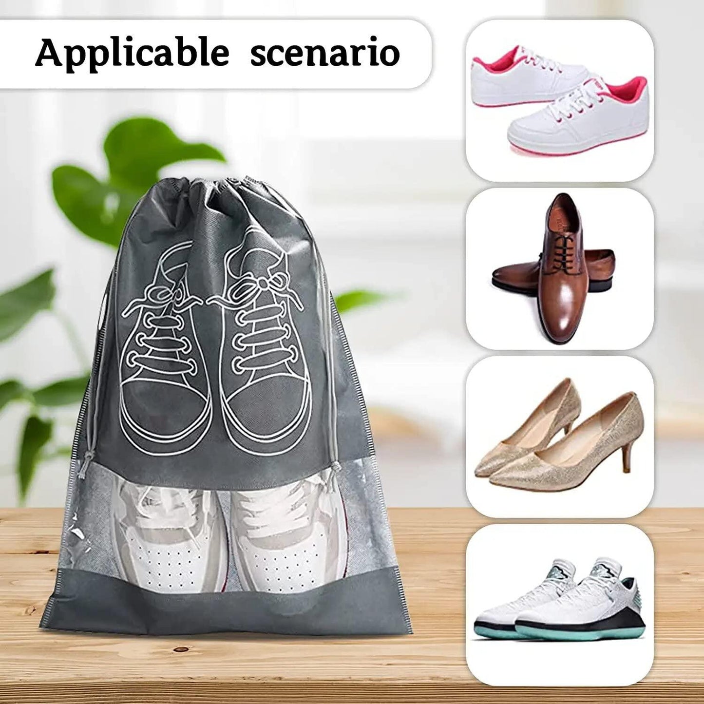 Shoe Bag - Transparent Window Portable Travel Dust-Proof Shoe Bags - Pass Ka Bazaar