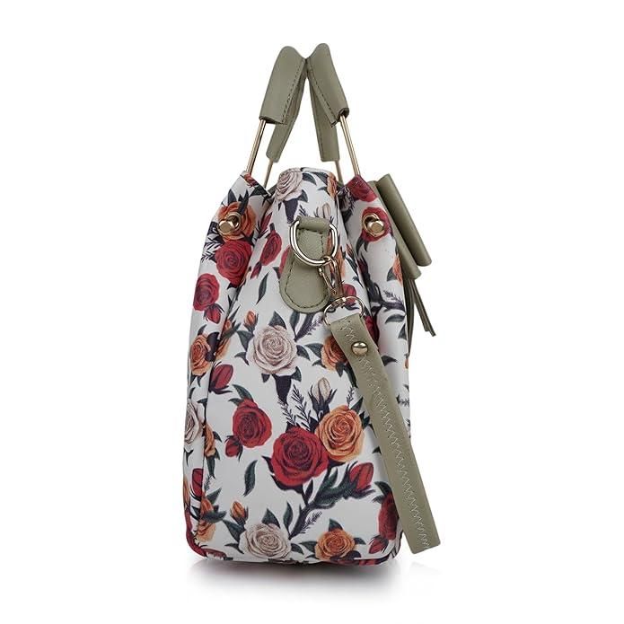 Shining Star Women's Floral Printed Handheld Bag (Pista) - Pass Ka Bazaar