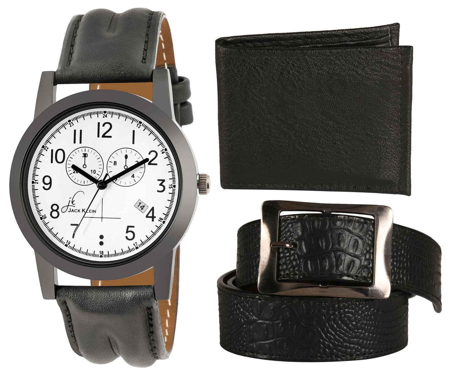 Men's Synthetic Leather Wallet, Belt & Watch (Pack of 3) - Pass Ka Bazaar
