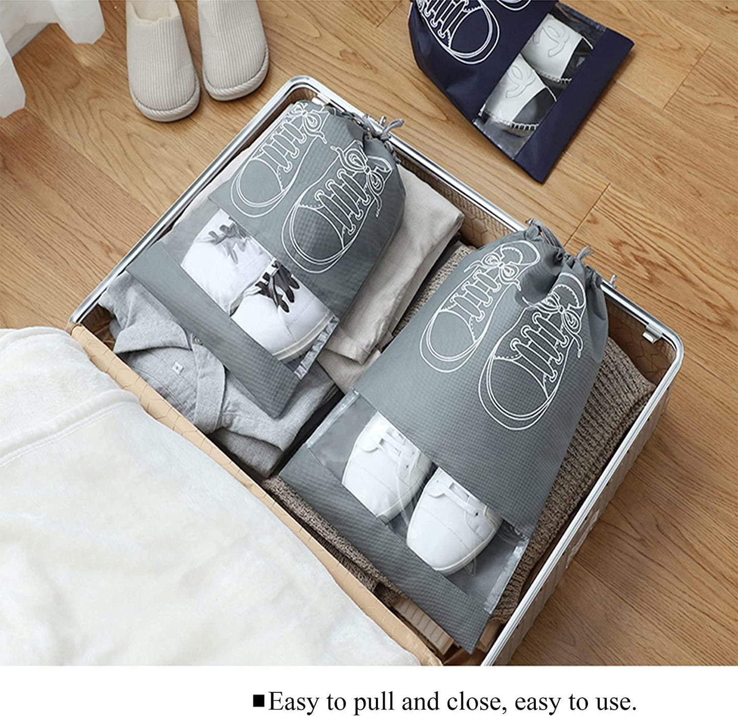 Shoe Bag - Transparent Window Portable Travel Dust-Proof Shoe Bags - Pass Ka Bazaar