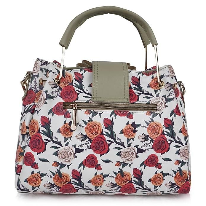 Shining Star Women's Floral Printed Handheld Bag (Pista) - Pass Ka Bazaar