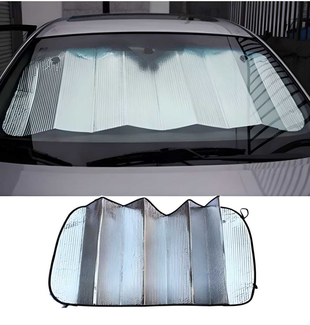 Front and Rear Foldable Car Sunshade (Silver) - Pass Ka Bazaar