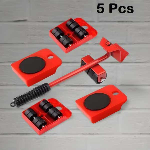 Set of five red and black tools on a wooden surface with '5 Pcs' text.