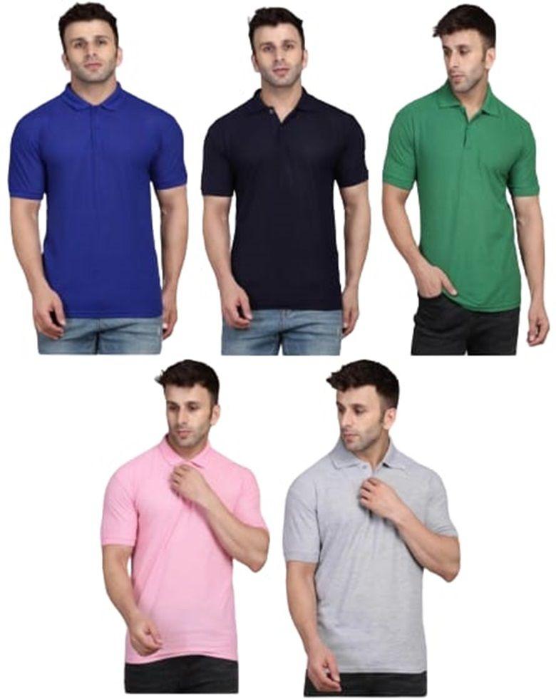 Men's Pack Of 5 Half Sleeves Polo Neck T-shirt