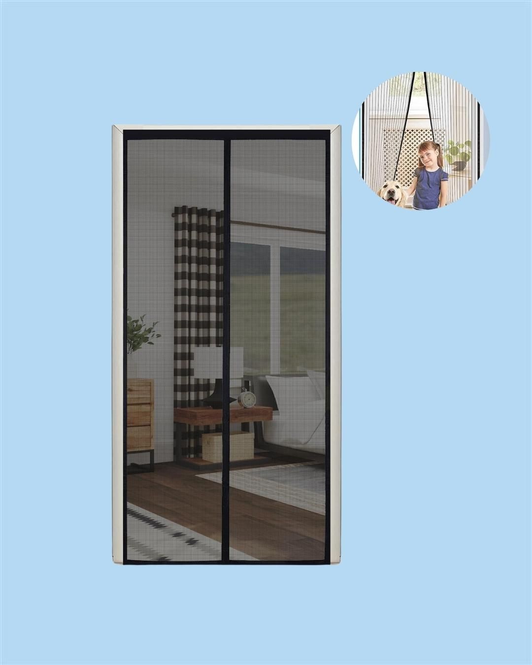 Door Curtain-Mesh Magnetic Foldable Door Curtain