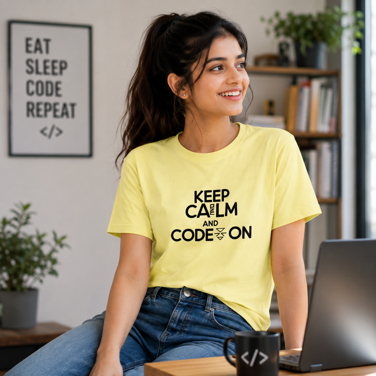 Keep Calm Code On Women's T-Shirt | Programmer Graphic Tee for Women