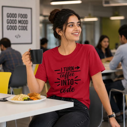Coffee to Code Women's T-Shirt | Graphic Tee for Programmers