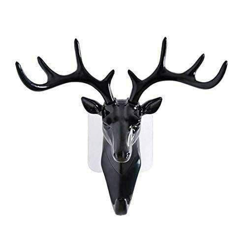 Deer Head Hanging Plastic, Keys Sticky Holder (Black)